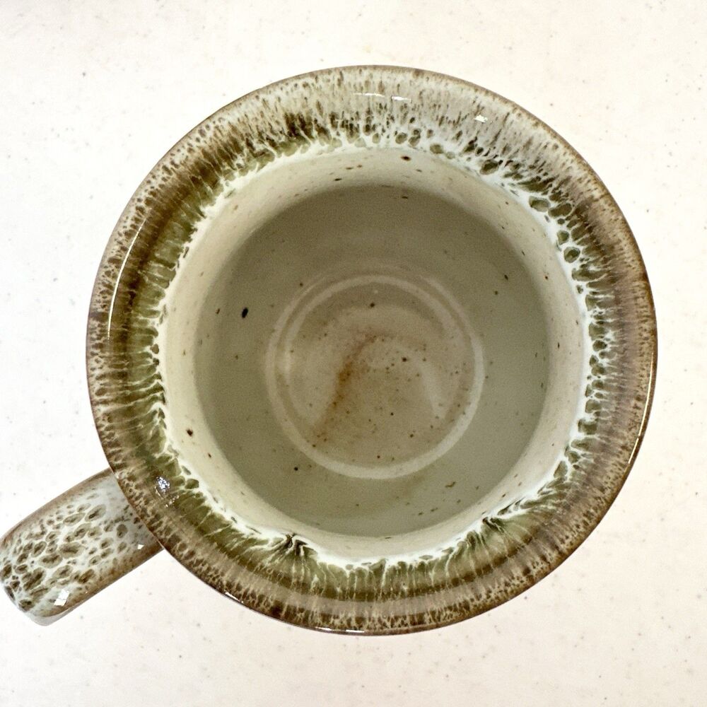 Set Of Two Dipped Spotted Glaze STONEWARE Mugs Pottery Rustic - Picture 5 of 11